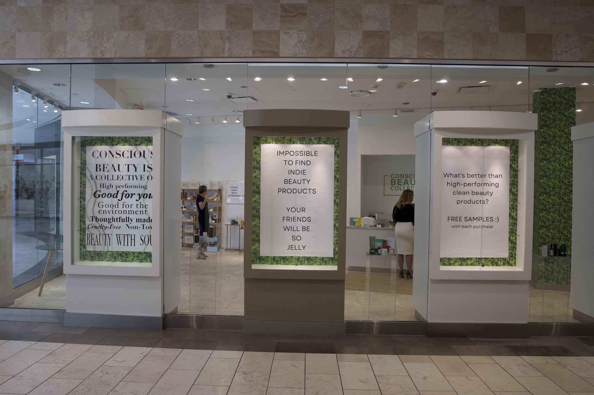 Photo of the Conscious Beauty Collective popup shop at the Natick Mall in BOSTON